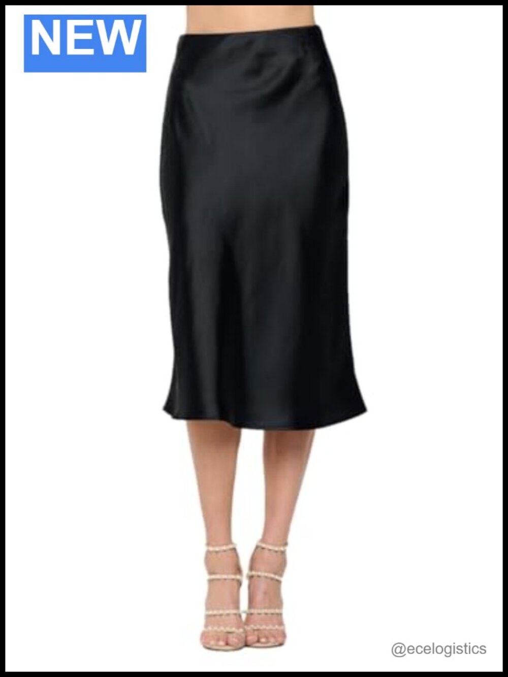 LK Luv Women's High Waist A-Line Satin Midi Skirt, Plus Size, Made in USA